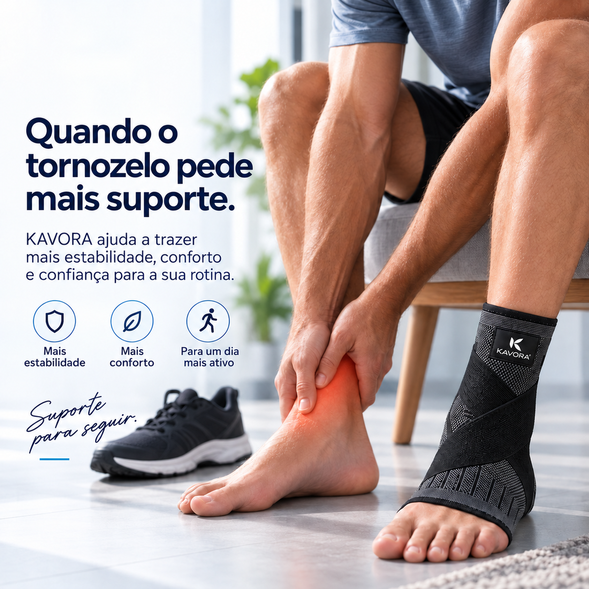 [LEVE 2 PAGUE 1] Suporte de Compressão Ajustável para Tornozelo Kavora MoveFlex