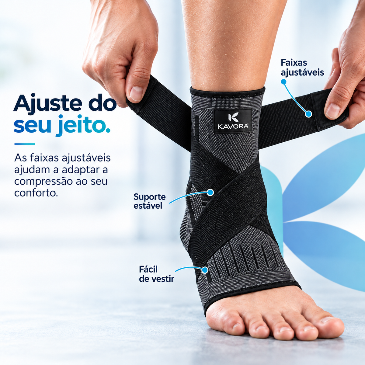 [LEVE 2 PAGUE 1] Suporte de Compressão Ajustável para Tornozelo Kavora MoveFlex